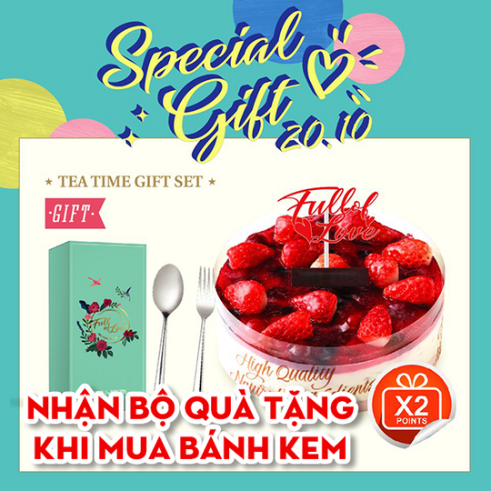 TOUS les JOURS tặng bộ muỗng và nĩa khi mua bánh kem