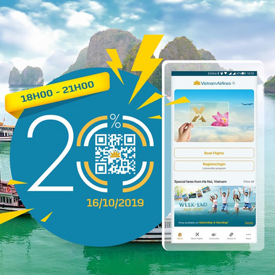Vietnam Airlines tặng mã giảm 20% qua app