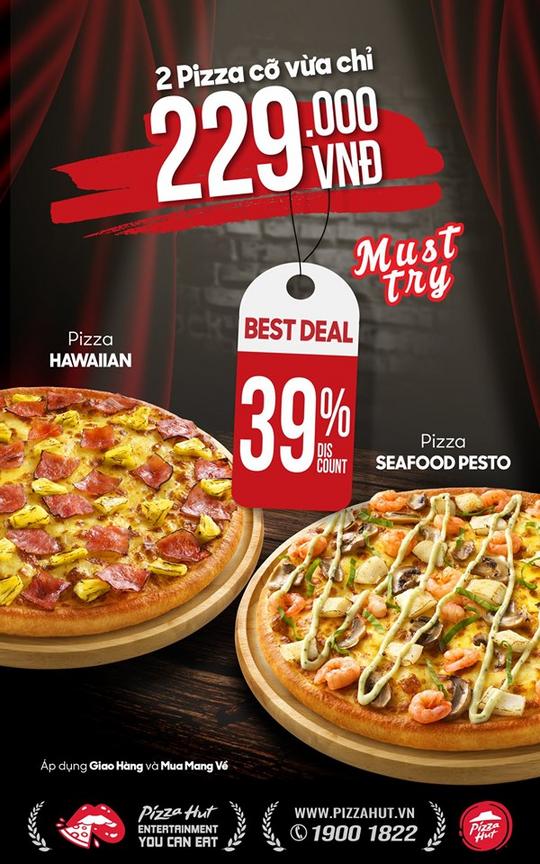 Pizza Hut combo 2 Pizza chỉ từ 229k