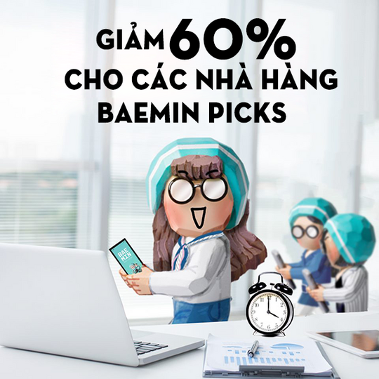 BAEMIN giảm 60% cho các nhà hàng Baemin Picks