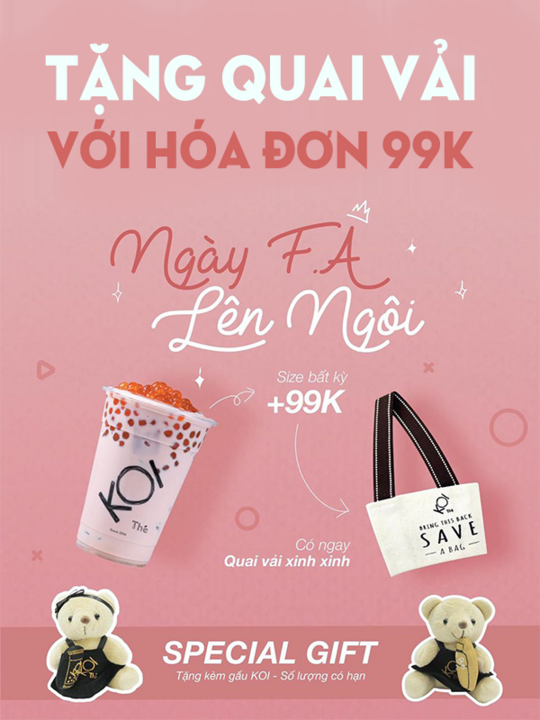 Koi Cafe tặng combo Quai vải và Gấu KOI