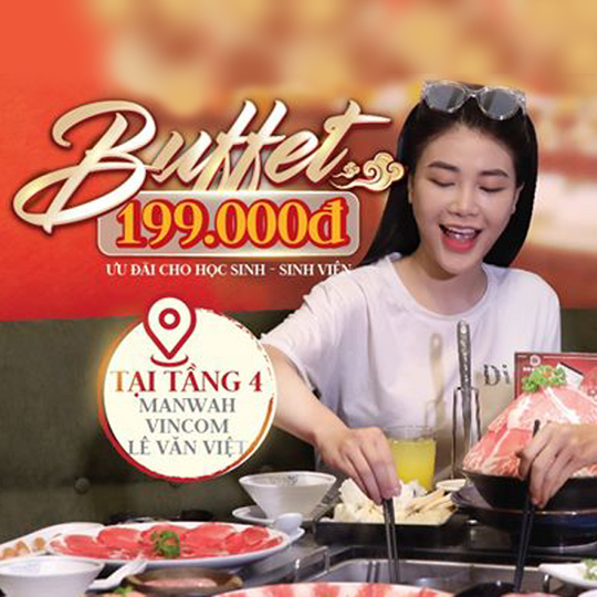 Manwah khuyến mãi buffet chỉ 199k cho HSSV