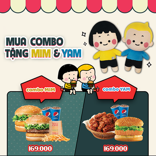 Lotteria tặng búp bê bông khi dùng combo 169k