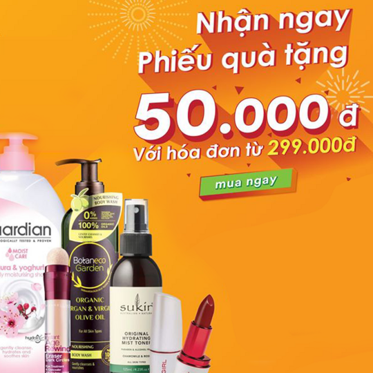 Guardian tặng voucher 50k với hóa đơn từ 299k