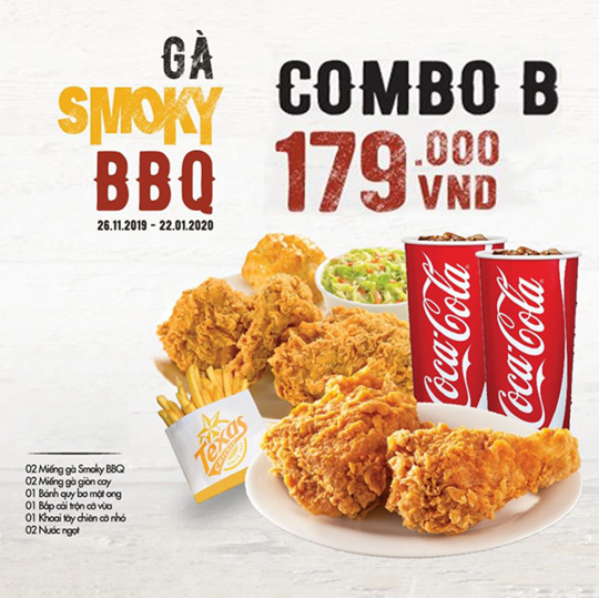Texas Chicken khuyến mãi combo Smoky BBQ 179k