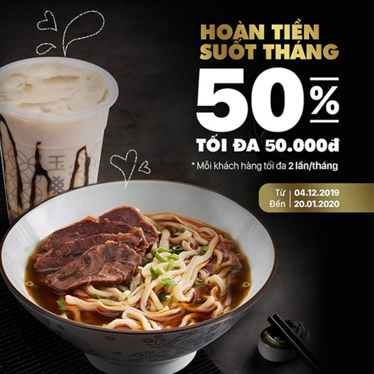 ZaloPay hoàn tiền 50% tối đa 50k cho YuTang