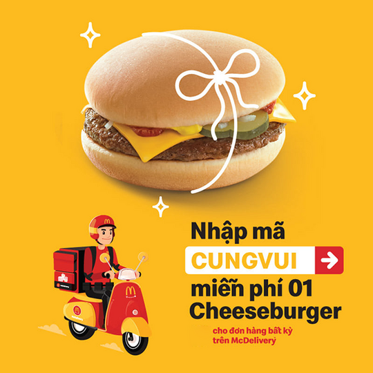 McDonald's tặng 1 bánh Cheeseburger cho HĐ giao hàng