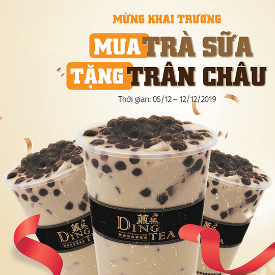 Ding Tea mua trà sữa tặng trân châu 