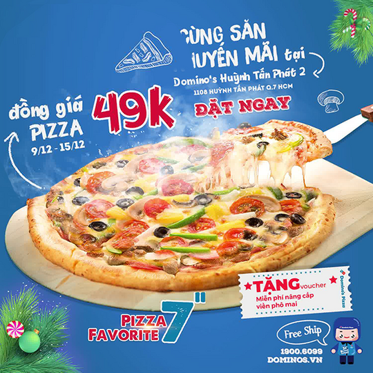 Domino đồng giá 49k và tặng voucher 50k