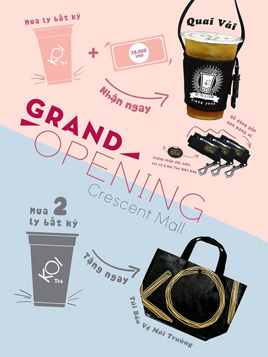 Koi Cafe tặng quai vải & túi mừng khai trương