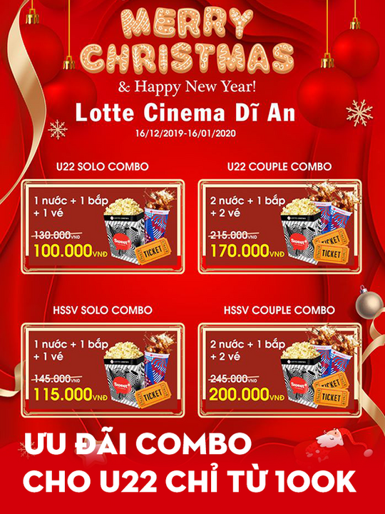 Lotte Cinema khuyến mãi combo chỉ từ 100k cho U22