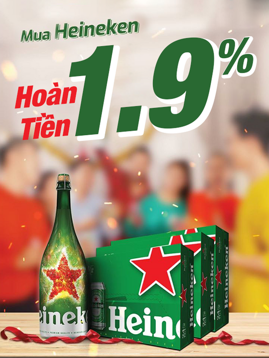 Heineken mua bia Tết, hoàn tiền ngay 1.9%
