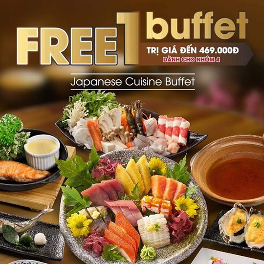 Isushi miễn phí 1 phần Buffet cho nhóm 4