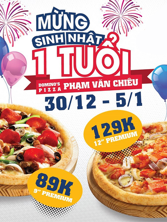Domino giảm giá 40% từ 89k cho bánh 9'' & 12''
