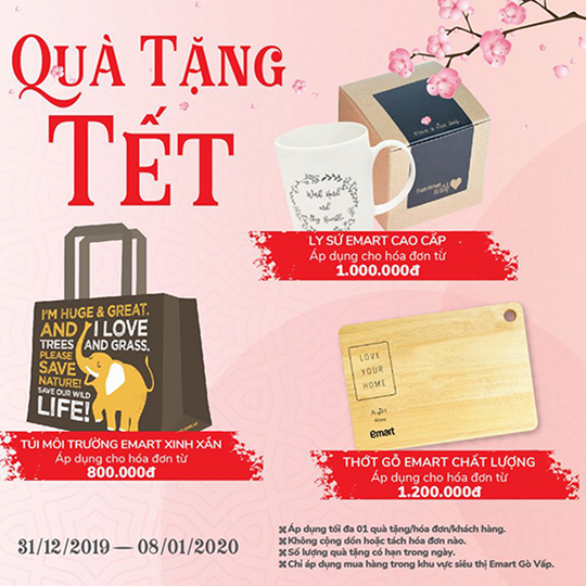 Emart khuyến mãi quà tặng Tết cho HĐ từ 800k