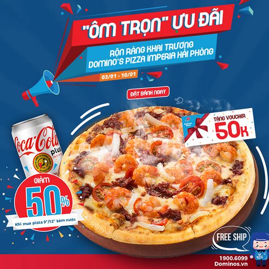 Domino giảm giá 50% khi mua Pizza 9