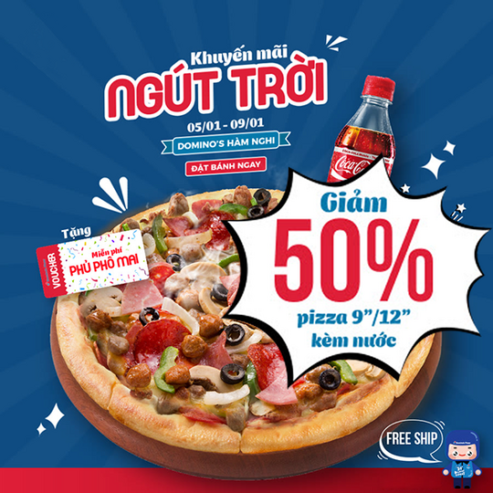 Domino giảm giá 50% khi mua Pizza 9