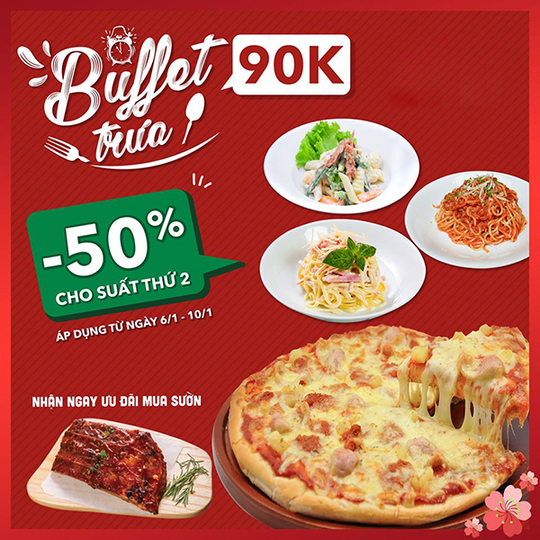 Pepperonis khuyến mãi buffet trưa 90k & giảm 50%