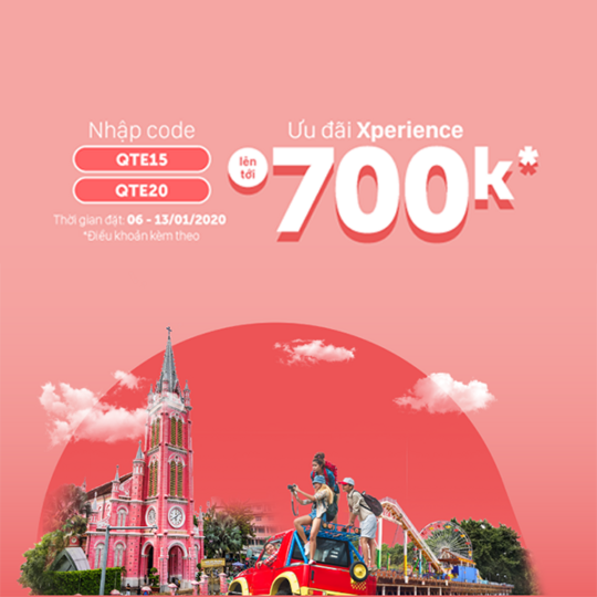 Traveloka khuyến mãi Xperience quốc tế đến 700k