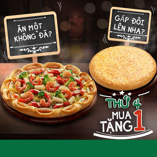 The Pizza Company khuyến mãi mua 1 tặng 1 thứ 4 hàng tuần
