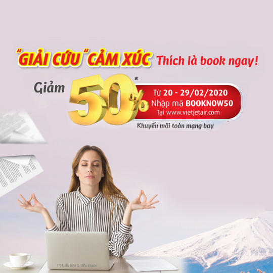 Vietjet Air khuyến mãi giảm 50% vé bay