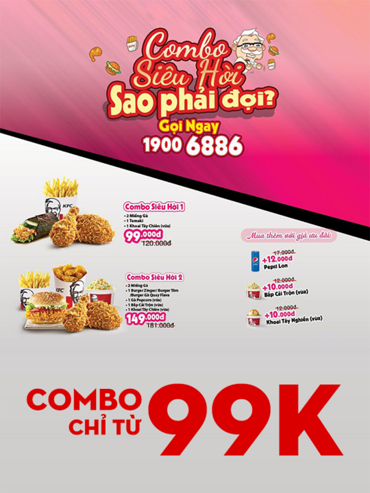 KFC khuyến mãi combo chỉ từ 99k