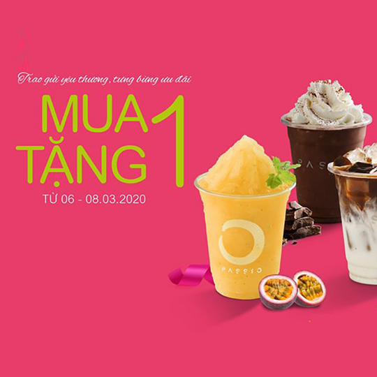 Passio Coffee Vietnam khuyến mãi mua 1 tặng 1