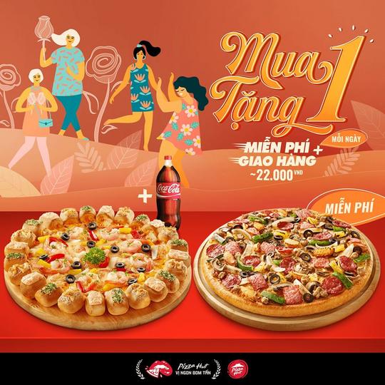 Pizza Hut khuyến mãi mua 1 tặng 1 mỗi ngày