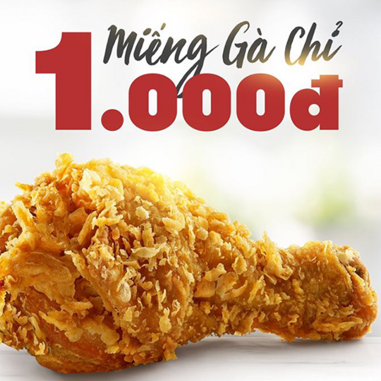 KFC khuyến mãi 1k/miếng gà