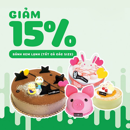 Baskin Robbins giảm 15% bánh kem lạnh qua GrabFood