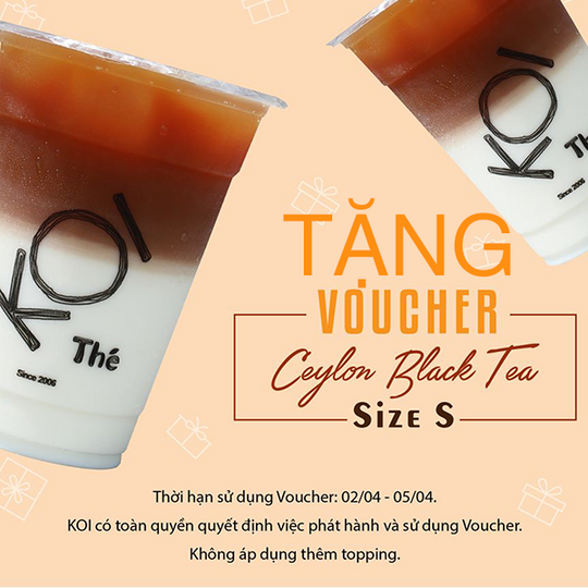 Koi Cafe tặng voucher khi đăng ký thành viên