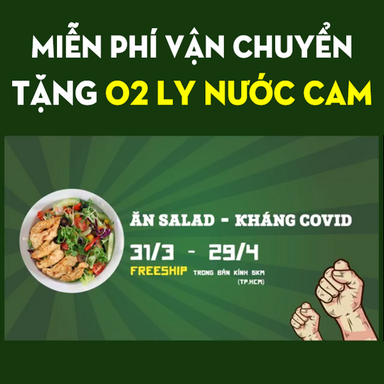Salad Station khuyến mãi tặng nước cam và freeship