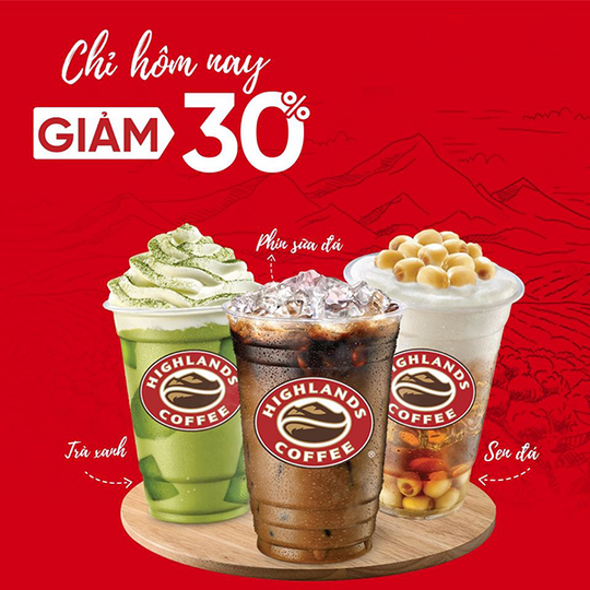 Highlands Coffee giảm 30% cho một số món qua VinID