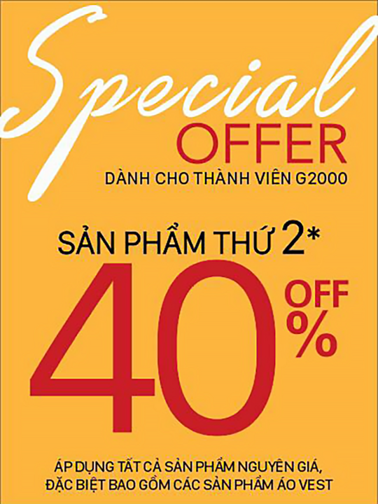 G2000 khuyến mãi 40% cho sản phẩm thứ 2
