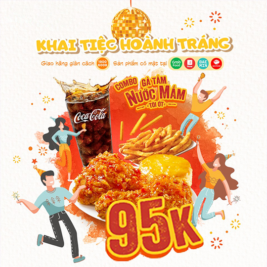 Popeyes khuyến mãi combo gà tắm nước mắm chỉ 95K
