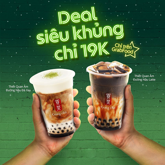 Gongcha khuyến mãi trà sữa chỉ từ 19k qua GrabFood