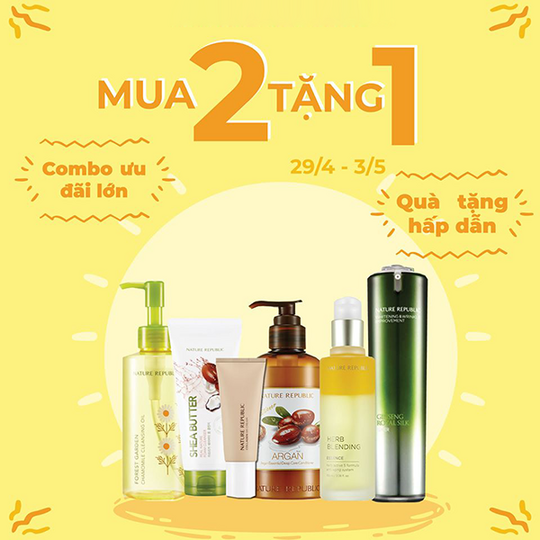 Nature Republic mua 2 tặng 1 toàn bộ sản phẩm