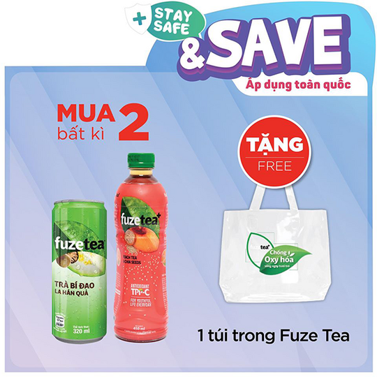 Circle K tặng túi khi mua 2 sản phẩm FUZETEA