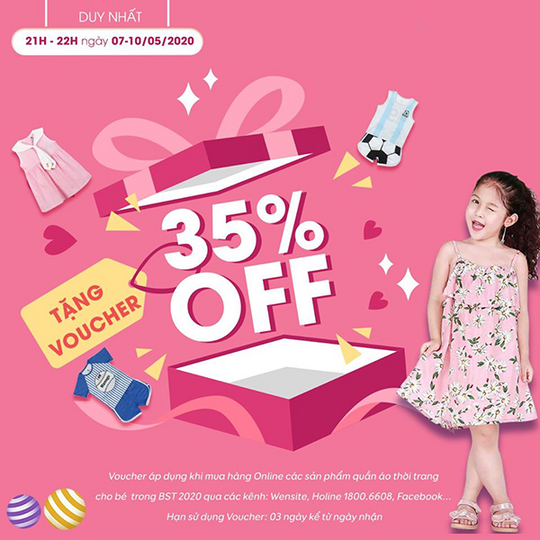 Kids Plaza khuyến mãi tặng voucher giảm 35%