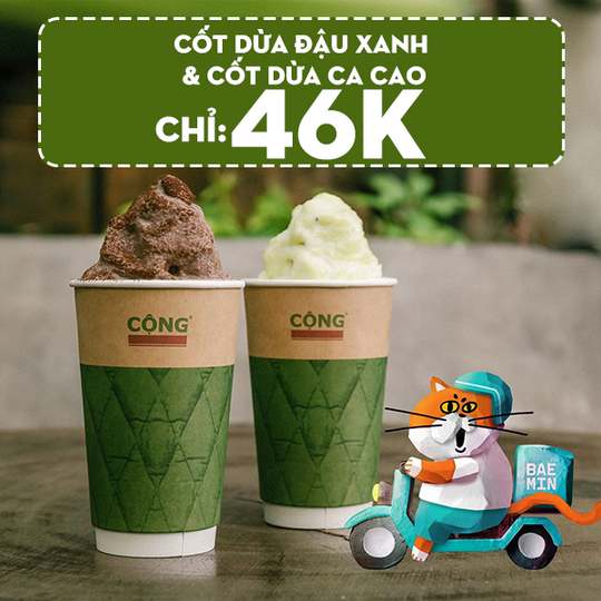 Cộng Cafe khuyến mãi món uống chỉ 46k qua Baemin