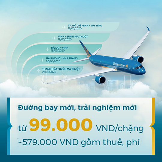 Vietnam Airlines khuyến mãi vé bay chỉ từ 99k