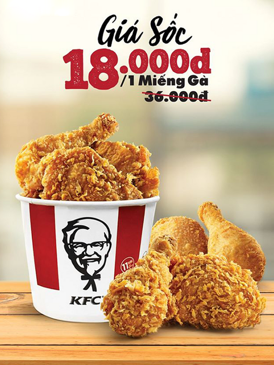 KFC khuyến mãi 18k/miếng gà từ thứ 3 - thứ 5