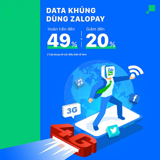 ZaloPay hoàn tiền 49% khi nạp Data 3G/4G