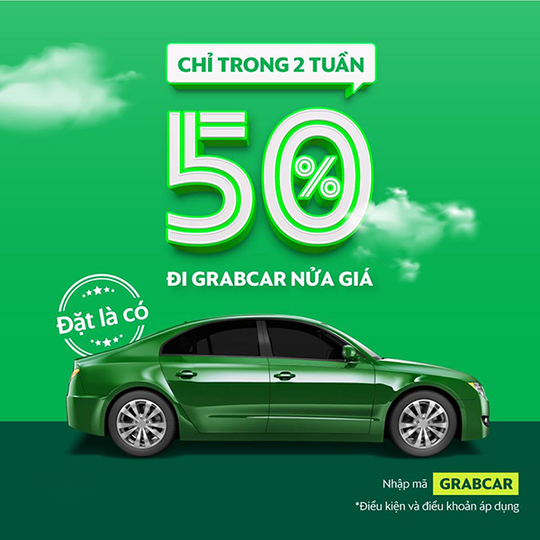 Grab giảm 50% khi đặt Grabcar