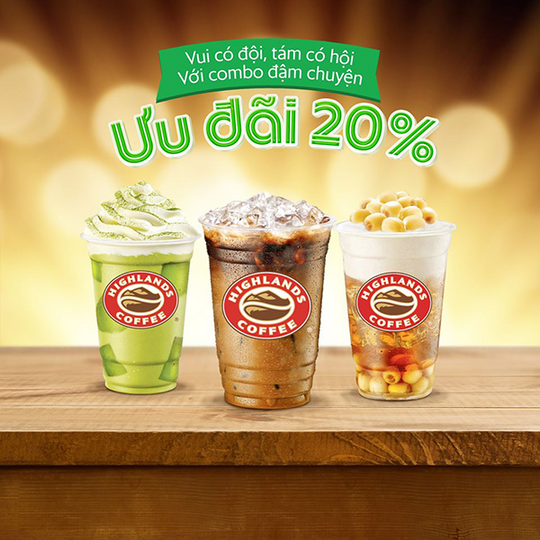 Highlands Coffee giảm 20% khi đặt qua GrabFood