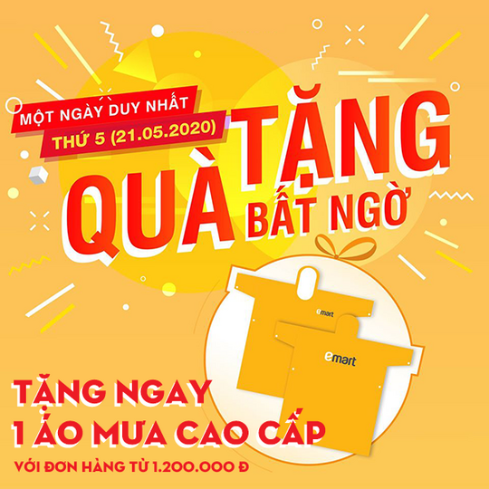 Emart tặng áo mưa với HĐ từ 1.200k