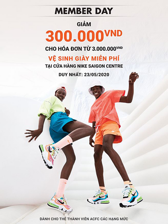 Nike giảm 300k với hóa đơn từ 3.000k