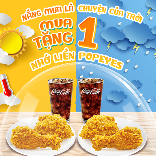 Thứ tư Gà rán Popeyes mua 1 tặng 1 + Giảm tới 42% cho combo