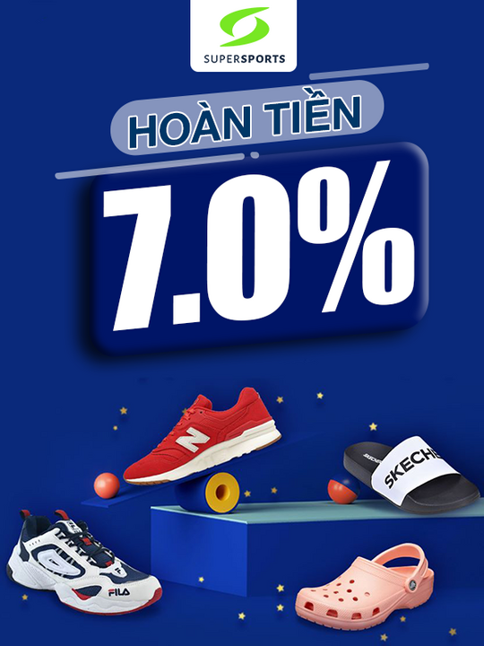 Lazada Bonus hoàn tiền 7% khi mua sp của Supersports