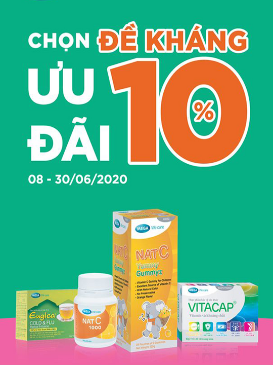 Pharmacity khuyến mãi 10% một số sản phẩm